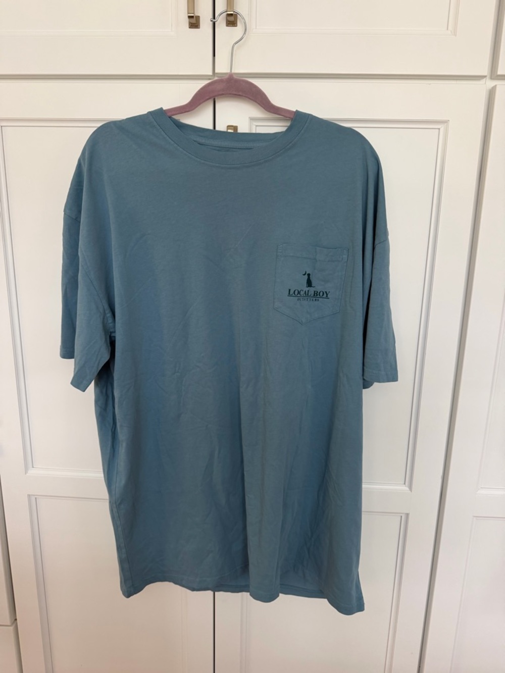 Local Boy Short-Sleeve Pocket Tee in Dusty Blue